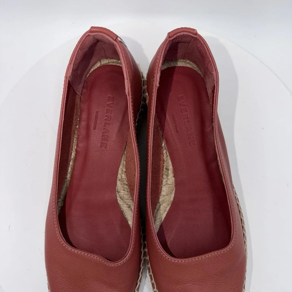Everlane The Espadrille Womens US size 6.5 Coral Leather Slip On Summer Classic